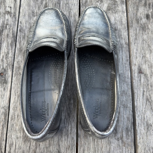 GH Bass Weejuns Wayfarer VII Penny Loafers Mens 9M Metallic Silver Black Leather main image 5